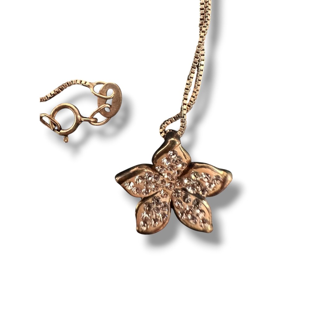 Sterling Serenade Plumaria Pendant Necklace Womens Pave CZ